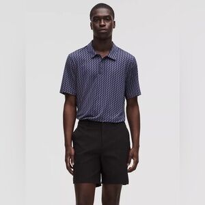 Men’s Lululemon Sport Polo Short Sleeve XL Hilltop Checkerboard Shade Club Blue